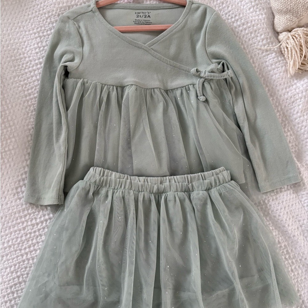Carters Seafoam green glitter set